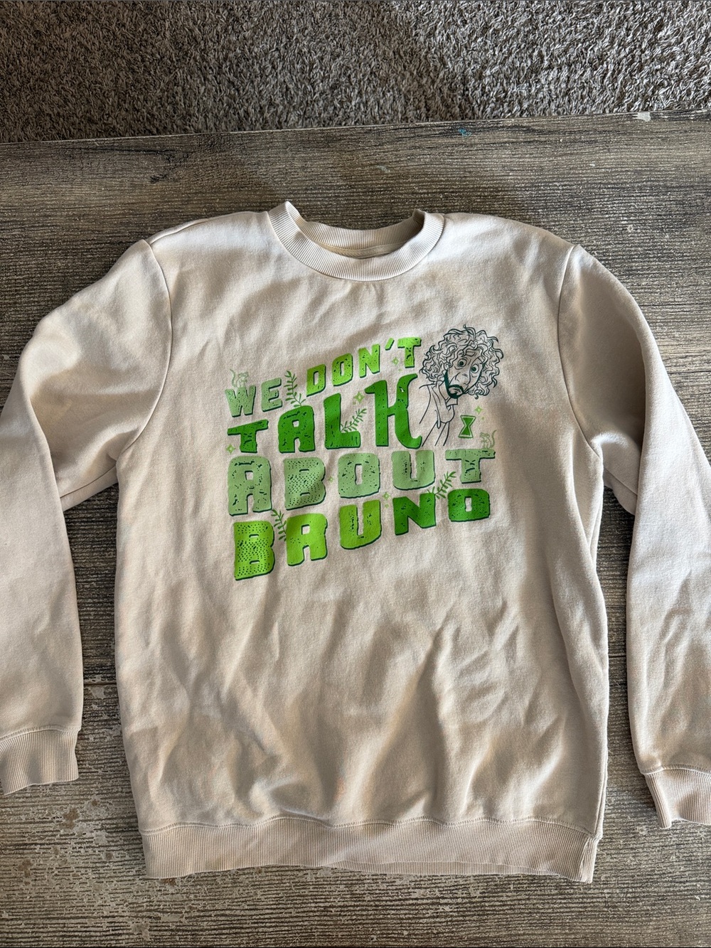 Disney Encanto ‘We don’t talk about Bruno’ taupe graphic crewneck sweatshirt
